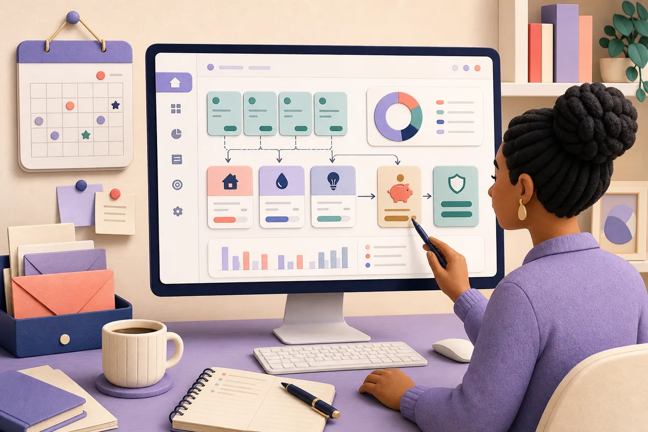 Freelancer organizing variable income in an AI budget planner