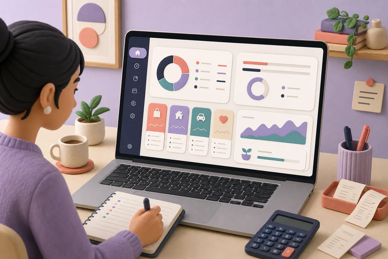 Person creating a monthly budget plan with an AI budget planner
