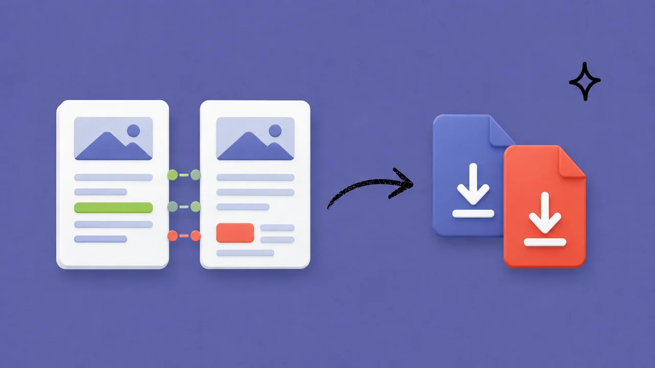 Side-by-side contract redline comparison tool with tracked changes and export options for Word and PDF