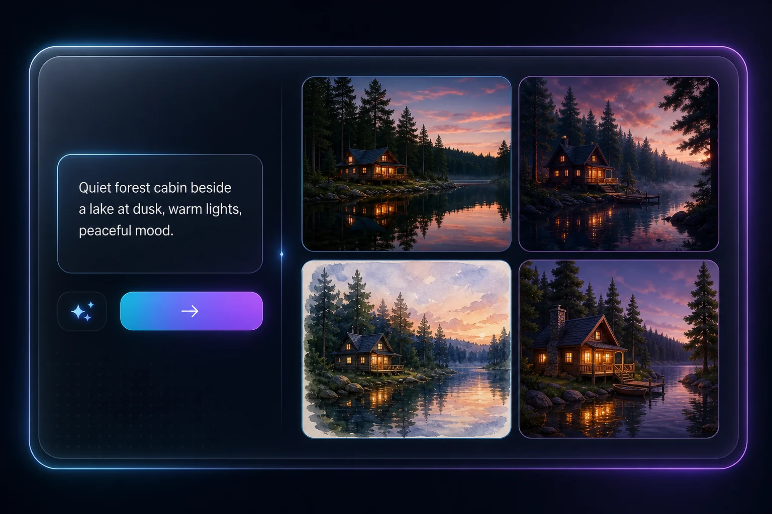 AI image maker showing multiple visual style options