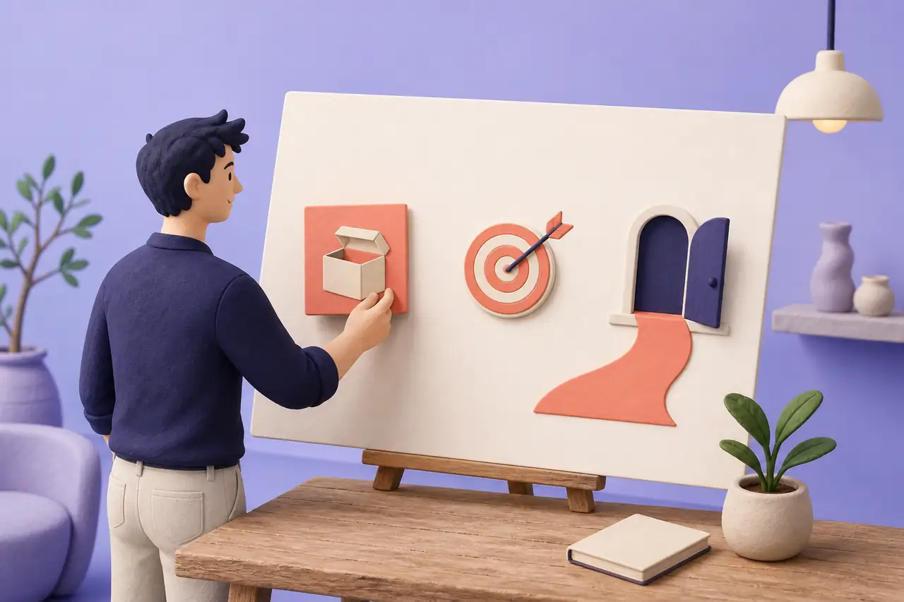 Founder shaping a focused landing page direction