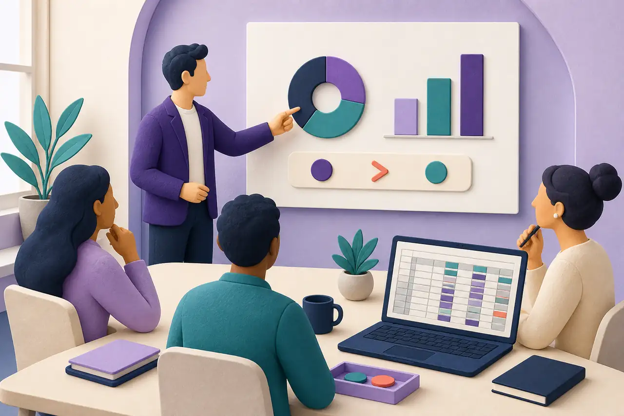 Meeting focused on presentation findings with the spreadsheet available for reference
