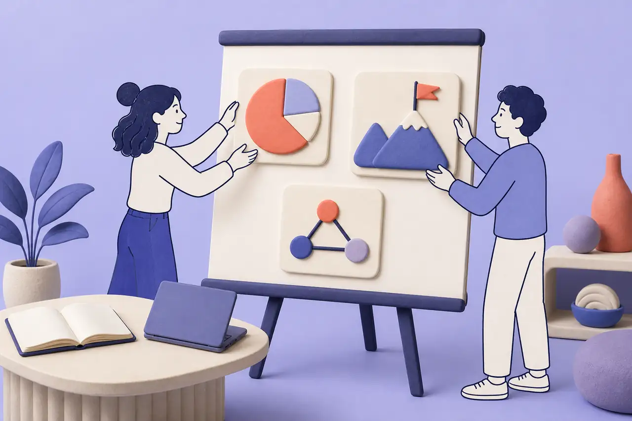 Two teammates refining an editable PowerPoint presentation together