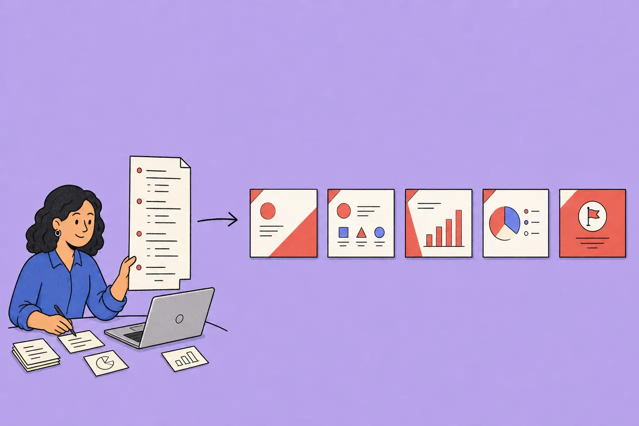 Word document sections organized into a presentation narrative